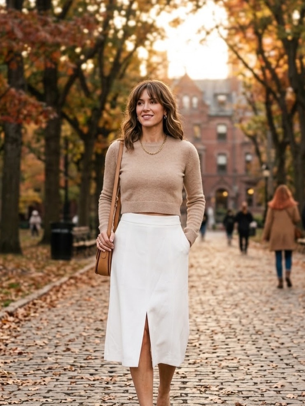 Banana Republic NWT White Midi Skirt with Front Center Slit